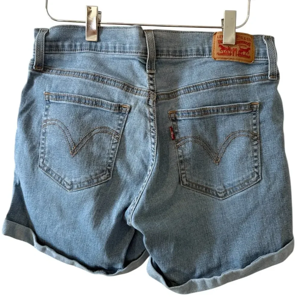 Levis Denim Jean Shorts Cuffed Hem Light Wash 27